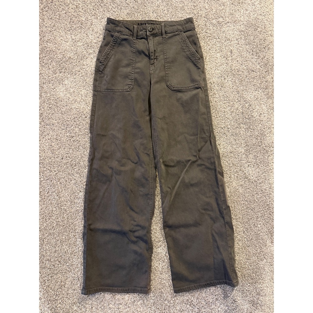American Eagle Pants Women 0 Gray Super High-Rise Baggy Wide Leg Stretch Utility